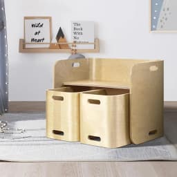 3PCS Kids Table and Chairs Set Multifunctional Storage Study Desk
