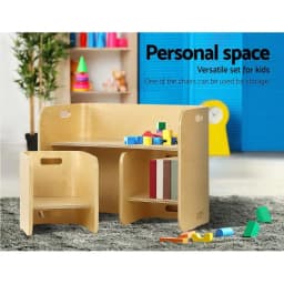 3PCS Kids Table and Chairs Set Multifunctional Storage Study Desk