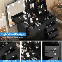 Dressing Table LED Makeup Mirror Make up Set Vanity Desk With 4 Drawers Lighted