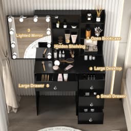 Dressing Table LED Makeup Mirror Make up Set Vanity Desk With 4 Drawers Lighted