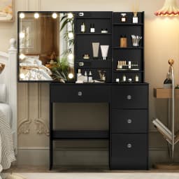 Dressing Table LED Makeup Mirror Make up Set Vanity Desk With 4 Drawers Lighted