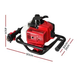 Petrol Powered Post Hole Digger Motor Only Red Heavy Duty Earth Auger Engine