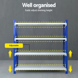 Heavy Duty 2Mx2M Warehouse Shelving Garage Storage Rack Adjustable Metal Organizer Stand Industrial Utility Rack for Home Shop Warehouse