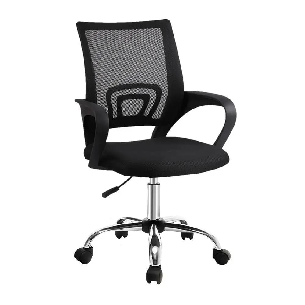 Ergonomic Mesh Office Chair Mid Back Black Adjustable Swivel Desk Chair with Lumbar Support Breathable Mesh Seat for Home and Work