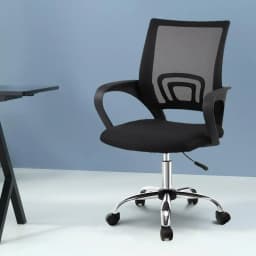 Ergonomic Mesh Office Chair Mid Back Black Adjustable Swivel Desk Chair with Lumbar Support Breathable Mesh Seat for Home and Work