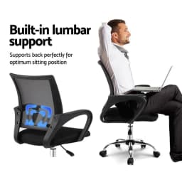 Ergonomic Mesh Office Chair Mid Back Black Adjustable Swivel Desk Chair with Lumbar Support Breathable Mesh Seat for Home and Work