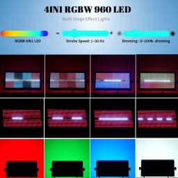 MINGJIE 4/2/1PCS 1000W LED Strobe Light 8+8 Segment Flash 864 RGB 3in1+96 White LEDs DMX512 RDM Sound Activated Stage Light for Bar Disco Party Wedding