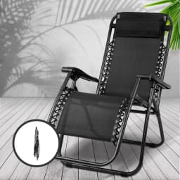 2PC Zero Gravity Folding Lounge Chair Adjustable Outdoor Recliner Sunbed Camping Black Set