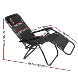 2PC Zero Gravity Folding Lounge Chair Adjustable Outdoor Recliner Sunbed Camping Black Set