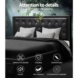 King Size Gas Lift Bed Frame Black Upholstered Storage Platform Bed Modern Durable Bedroom Furniture