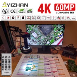YIZHAN 60MP 48MP 4K Electronic Digital Microscope For Soldering 1080P HDMI VGA USB Industrial Camera 150xLens FoldBracket Remote