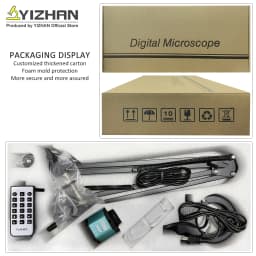 YIZHAN 60MP 48MP 4K Electronic Digital Microscope For Soldering 1080P HDMI VGA USB Industrial Camera 150xLens FoldBracket Remote