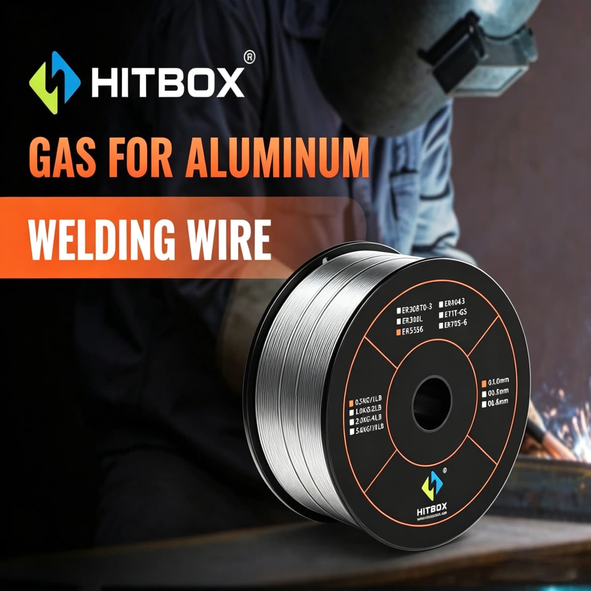 HITBOX ER5356 1.0mm Aluminum Welding Wire 0.5KG 1 Pound Spool Solid Aluminium Wire MIG Welding Accessories Fits Spool Gun MIG Welding Machines