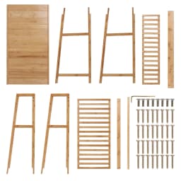 Bamboo Free Standing Clothes Rail Stand Garment Hanging Rack with Storage Shelf And 10 Hooks for Home Organization