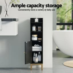 2 Pack Bathroom Storage Cabinet Floor Organizer Toilet Corner Adjustable Black Shelf Rack Space Saving Cabinet for Home Bathroom Utility Room