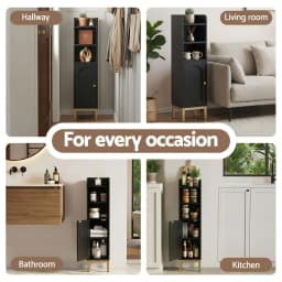 2 Pack Bathroom Storage Cabinet Floor Organizer Toilet Corner Adjustable Black Shelf Rack Space Saving Cabinet for Home Bathroom Utility Room