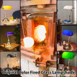 White Banker Glass Lampshade, Desk Lamp Replacement Cover("8.85 IN " L "5.11 IN" W "2.95 IN" H)