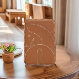 Handmade Short Multi-Card Slot Women's Leather Business Card Holder Large Capacity Simple Design Ladies' Name Card Clip