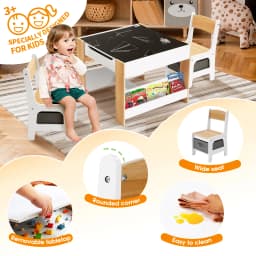 Kidbot 4 IN 1 Kids Table and Chairs Set Childrens Activity Centre Picnic Play Study Furniture Indoor Outdoor Drawing Art Gaming