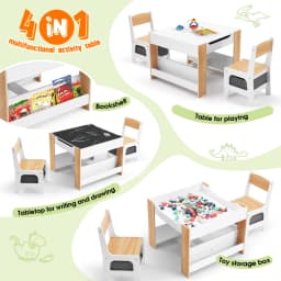 Kidbot 4 IN 1 Kids Table and Chairs Set Childrens Activity Centre Picnic Play Study Furniture Indoor Outdoor Drawing Art Gaming