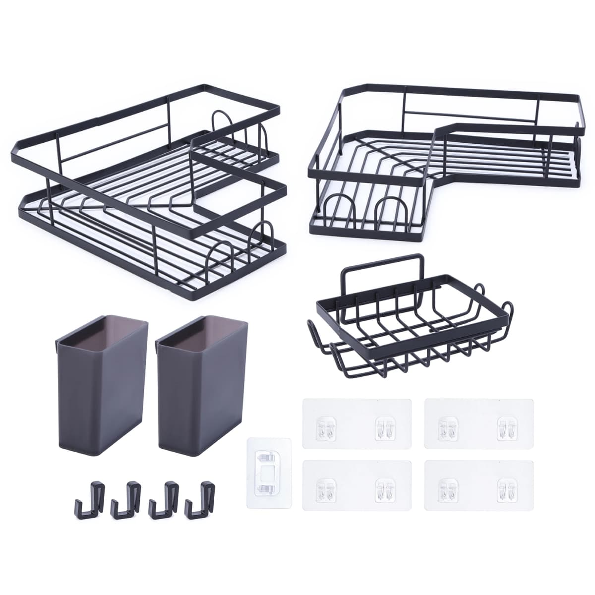Shower Caddy Corner 3-Pack Adhesive Metal Shower Shelves with Soap Holder No Drilling Shower Organizer Corner for Dorm Renters Bathroom