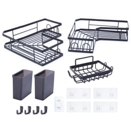 Shower Caddy Corner 3-Pack Adhesive Metal Shower Shelves with Soap Holder No Drilling Shower Organizer Corner for Dorm Renters Bathroom