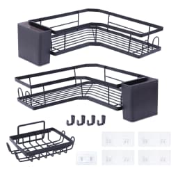 Shower Caddy Corner 3-Pack Adhesive Metal Shower Shelves with Soap Holder No Drilling Shower Organizer Corner for Dorm Renters Bathroom