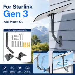 PORIYA Starlink Gen 3 Mounting Kit Outdoor 360° Adjustable Wall/Roof Iron Pole Mount