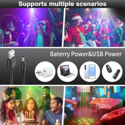 Datewink Mini USB DJ Disco Light + RGB LED Stage Lights Projector Without Battery With Suction Cup Remote Control For Party Club
