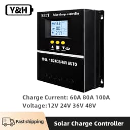 AU Stock Y&H 60A 80A 100A MPPT Solar Charge Controller 12V 24V 36V 48V Solar Panel Lead Acid/Lithium Battery Regulator Dual USB