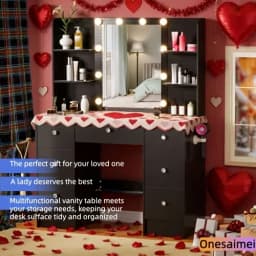 (Festive Gift) Brand-new bedroom dressing table with vanity mirror featuring three colour modes and adjustable brightness