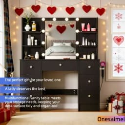 (Festive Gift) Brand-new bedroom dressing table with vanity mirror featuring three colour modes and adjustable brightness