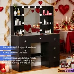 (Festive Gift) Brand-new bedroom dressing table with vanity mirror featuring three colour modes and adjustable brightness