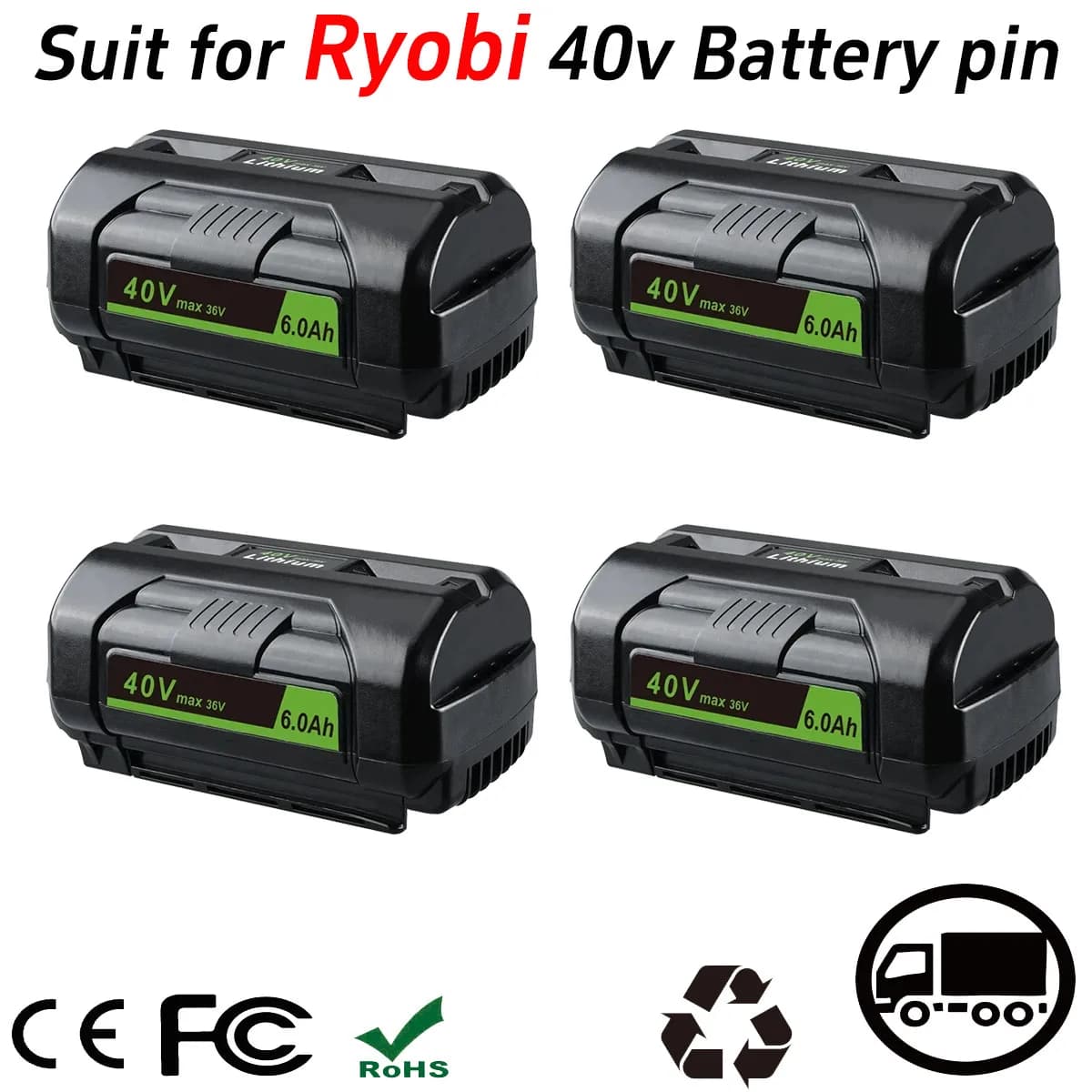 1/2/4Pcs OP4040A1 6.0Ah 40V ONE+ Li-Ion Battery Replace for Ryobi OP4015 OP4026 OP40401 OP4050 OP40501 OP4060A Tools Battery pin