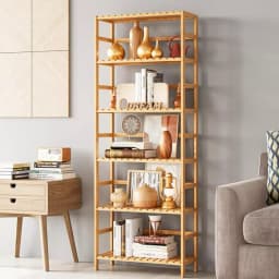 6-Tier Freestanding Bamboo Bookcase Storage Shelf Bathroom Kitchen Organizer Rack