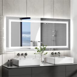 Jumbo-Large Illuminated LED Bathroom Mirror, Front and Backlit Lights, Wall Mounted, Touch Anti-fog Vanity Mirror