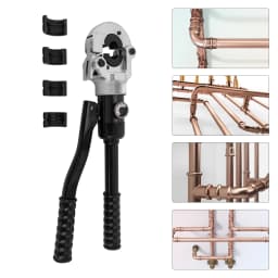 Hydraulic Crimper Tool 80 100KN 360 Rotating Head with 3 Dies VAU15 VAU20 VAU25 for Copper Pipe Auto Repair HVAC Electrical Work