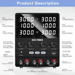 NICE-POWER 30V 10A Laboratory Power Supply Adjustable CH1 CH2 USB 3 Channel Output Power Supply Voltage Regulator 0-240V3A 60V5A