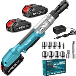 SEESII 3/8" Cordless Ratchet Wrench 21V 90Nm Electric Wrench 12V Rechargeable Angle Wrench Car Repair Tools with 2 Batteries ﻿
