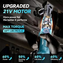 SEESII 3/8" Cordless Ratchet Wrench 21V 90Nm Electric Wrench 12V Rechargeable Angle Wrench Car Repair Tools with 2 Batteries ﻿