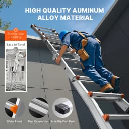 SucceBuy Telescoping Ladder A Frame Compact Aluminum Extension Ladder Multi-Function Portable Collapsible RV Ladder for Homework