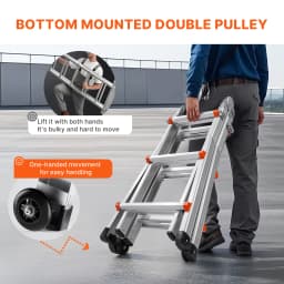 SucceBuy Telescoping Ladder A Frame Compact Aluminum Extension Ladder Multi-Function Portable Collapsible RV Ladder for Homework