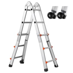 SucceBuy Telescoping Ladder A Frame Compact Aluminum Extension Ladder Multi-Function Portable Collapsible RV Ladder for Homework