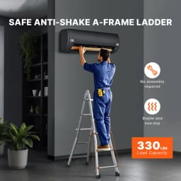 SucceBuy Telescoping Ladder A Frame Compact Aluminum Extension Ladder Multi-Function Portable Collapsible RV Ladder for Homework