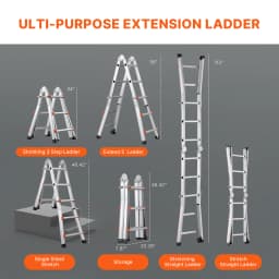 SucceBuy Telescoping Ladder A Frame Compact Aluminum Extension Ladder Multi-Function Portable Collapsible RV Ladder for Homework