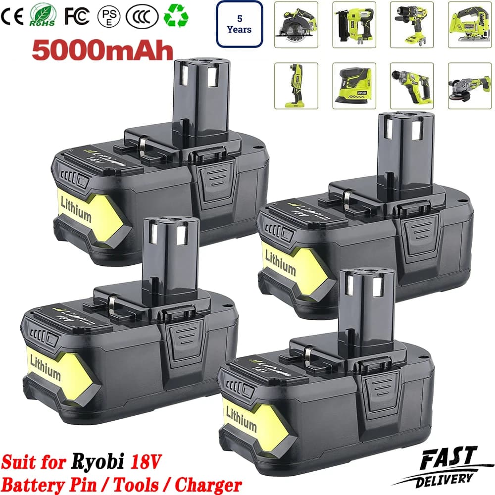 1/2/4 PCS 5.0Ah P108 Replace for Ryobi 18V Battery Pin for P102 P104 P107 P109 RB18L50 Cordless Power Tools with LED Indicator