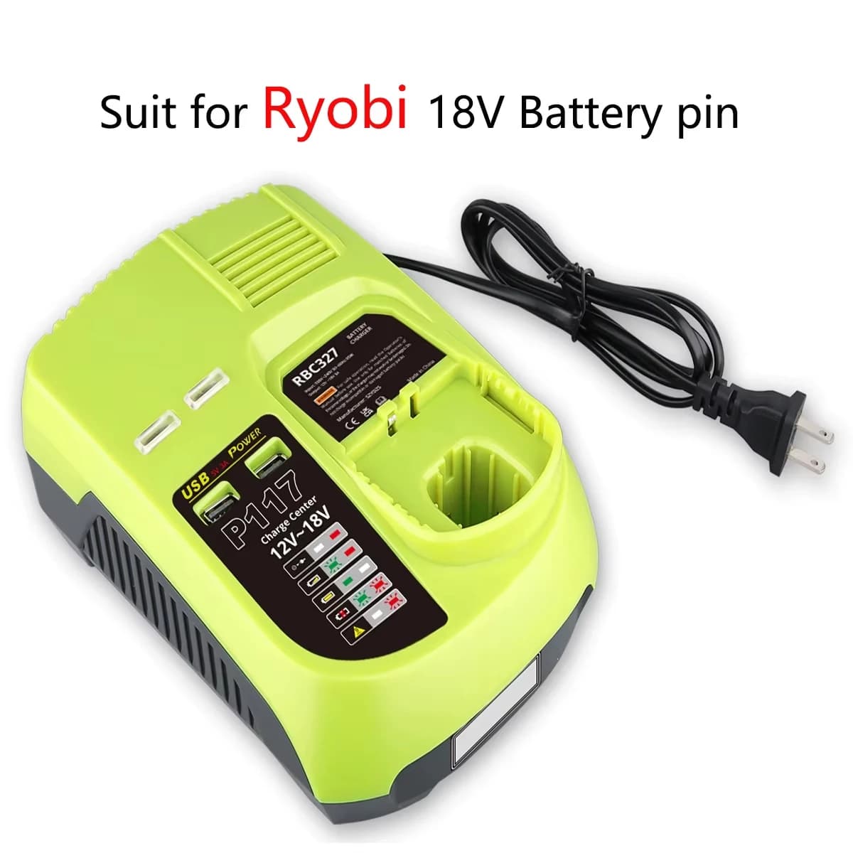 P117B 18V MAX Battery Charger Replace for Ryobi P102 P104 P105 P106 P108 Tool Battery pin