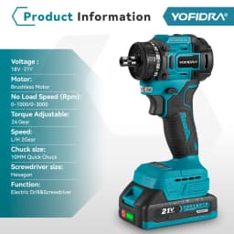 YOFIDRA 2 In 1 Brushless Electric Screwdriver Handheld Hexagonal Drill Screw Driver Home Power Tool Set For Makita Battery Pin