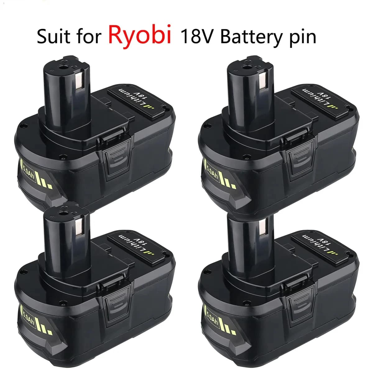 1/2/4Pack P108 5.0Ah 18V One+ Lithium-on Battery Replace for Ryobi P102 P103 P104 P105 P107 P109 P122 Power Tools Battery pin