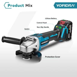 YOFIDRA 125mm Brushless Angle Grinder 4 Gear Cordless Grinding Machine Cutting Woodworking Power Tool For Makita Battery Pin